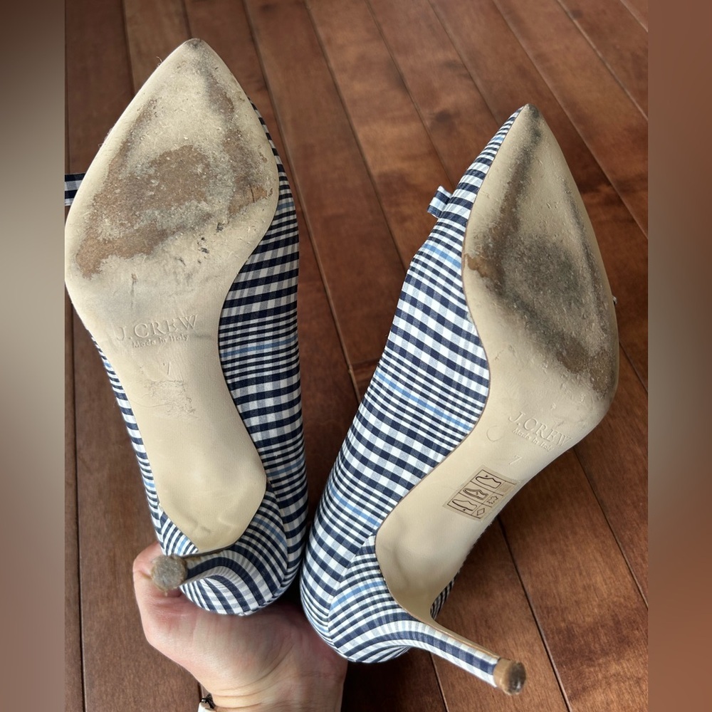 J. Crew Women’s Elsie Plaid Pumps with Bow Size 7 - Picture 7 of 7
